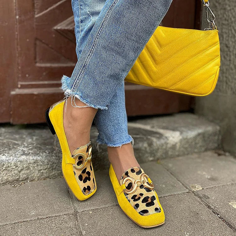 Sárga – állatmintás elegáns napfényes loafer