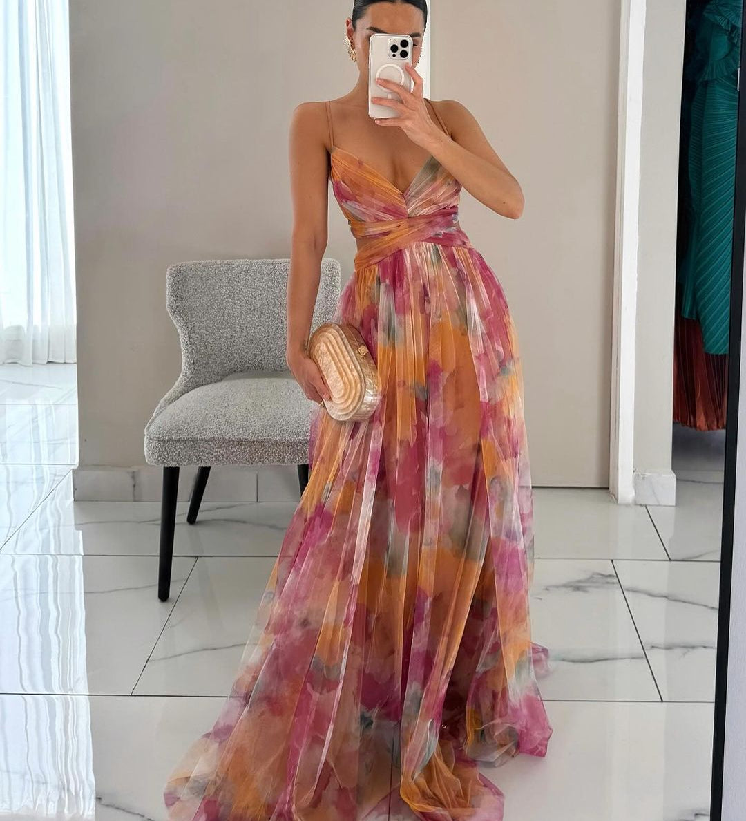 Lexa – színes ragyogó elegáns maxi ruha