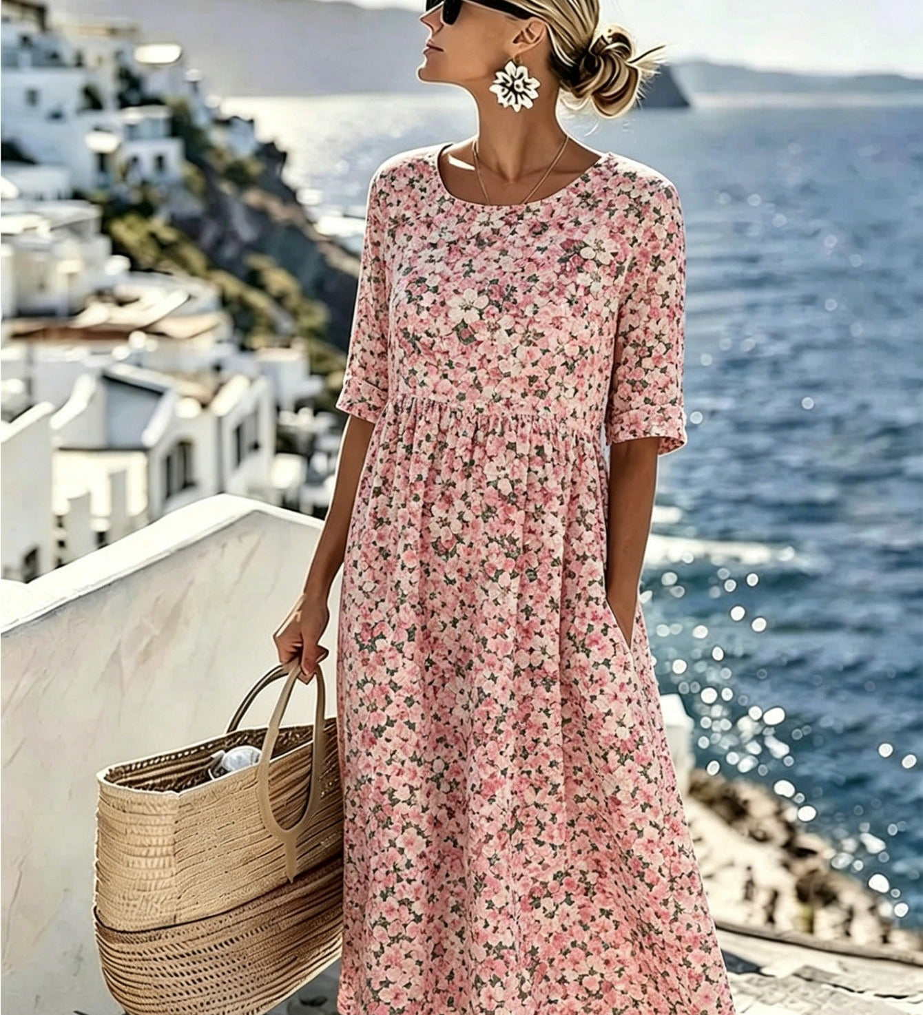 Sarlotta – elegáns virágmintás nyári midi ruha