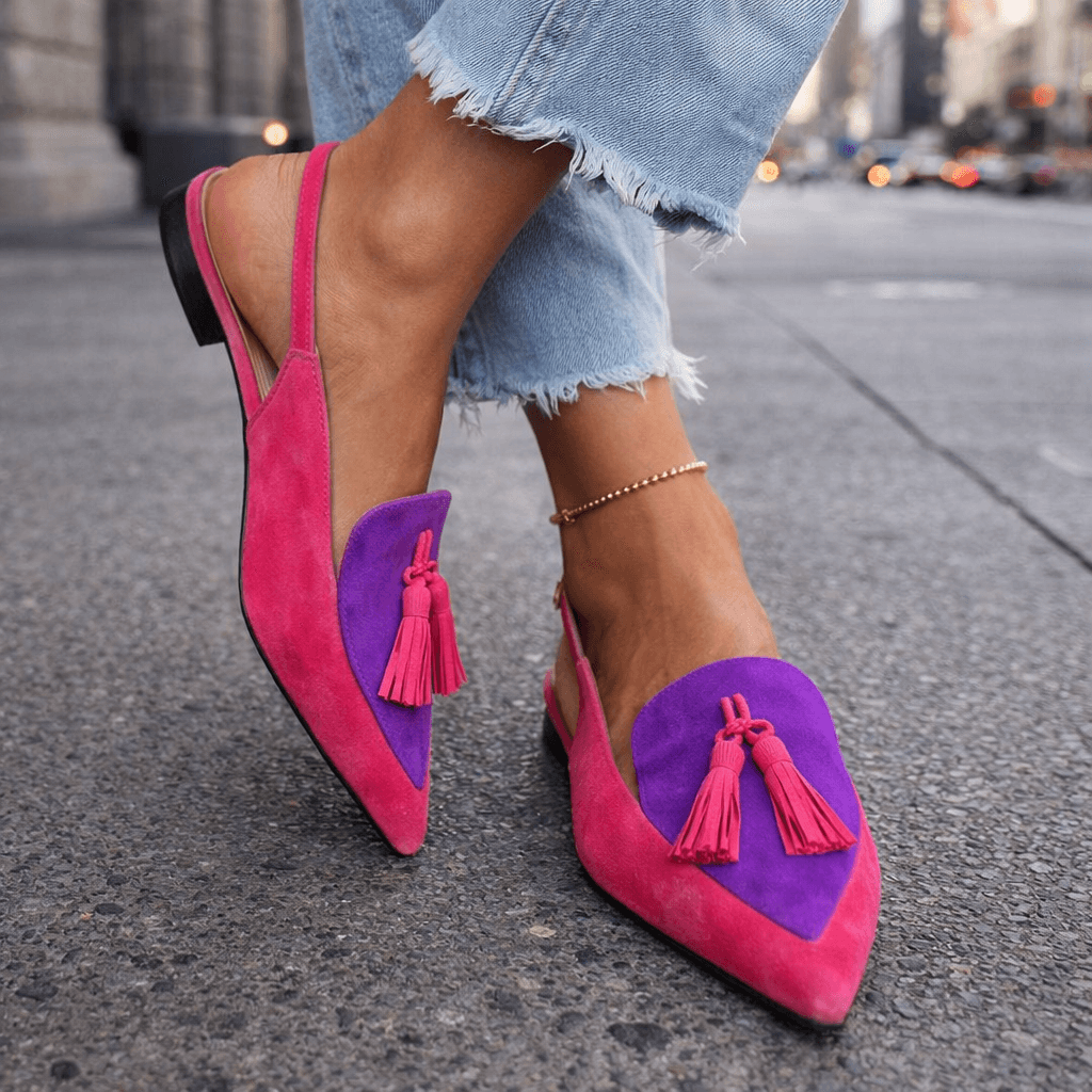 Nexória – kétszínű elegáns mules pomponokkal