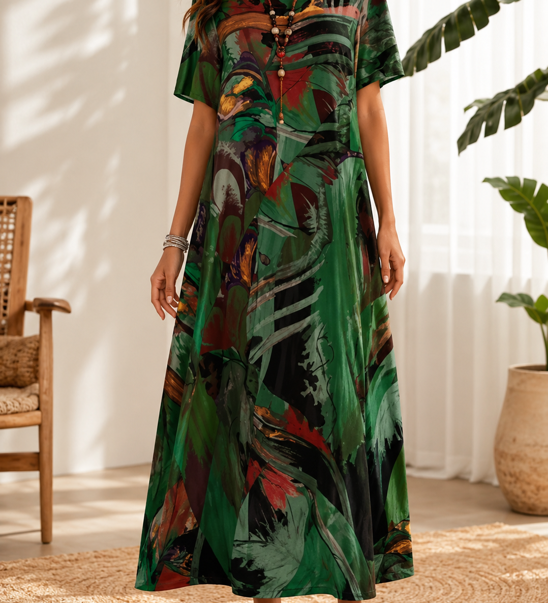 Elizábet – laza művészi stílusú elegáns midi ruha