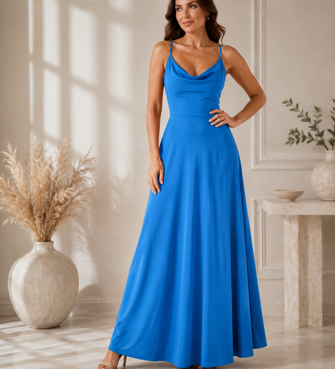 Léna – romantikus pántnélküli elegáns maxi ruha