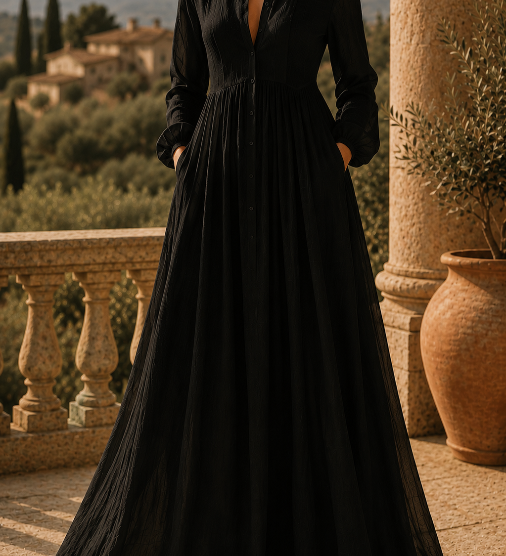 Katalin – hosszú elegáns ruha mély dekoltázzsal
