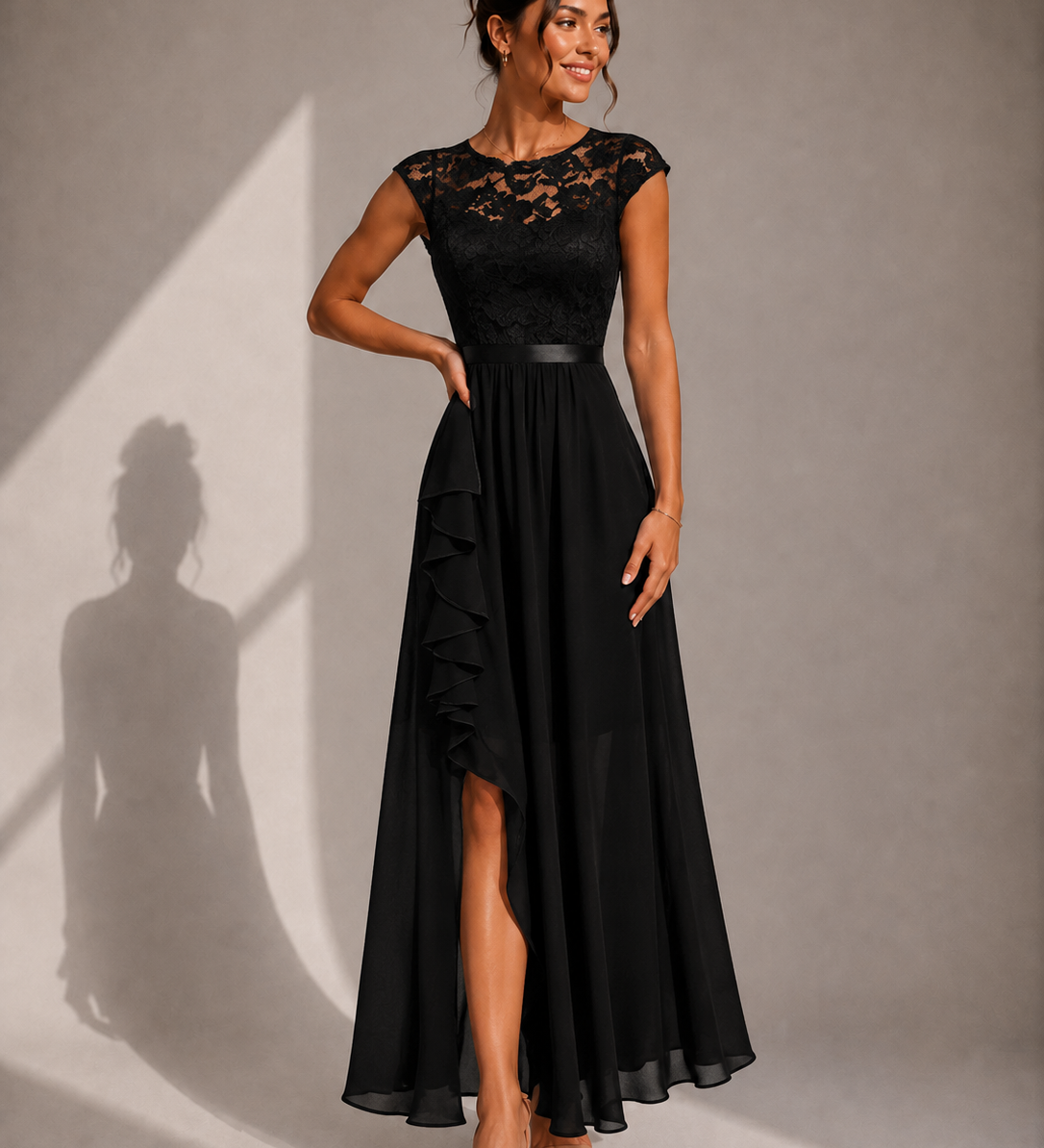Jusztina – légies A-vonalú elegáns maxi ruha
