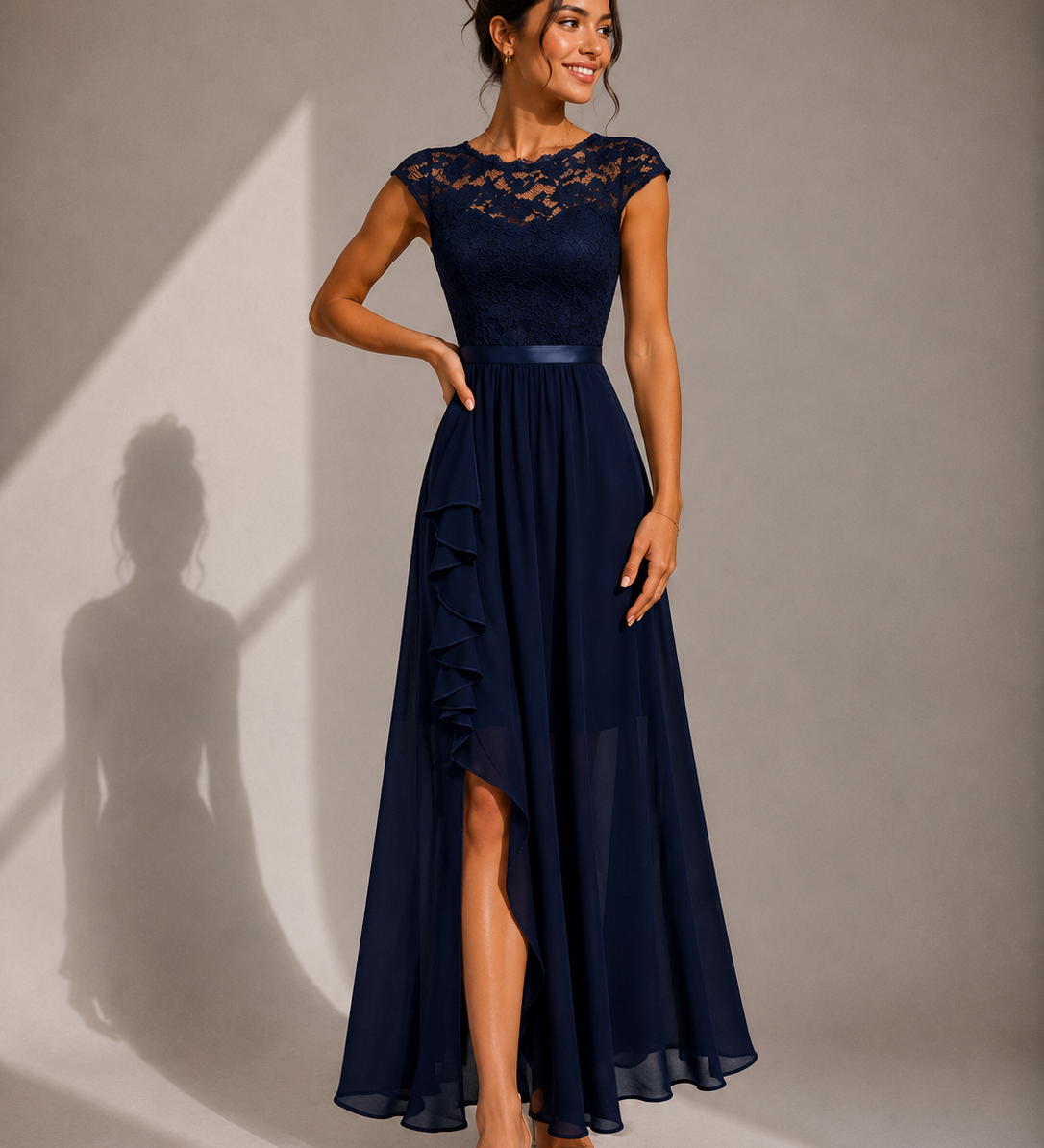 Jusztina – légies A-vonalú elegáns maxi ruha