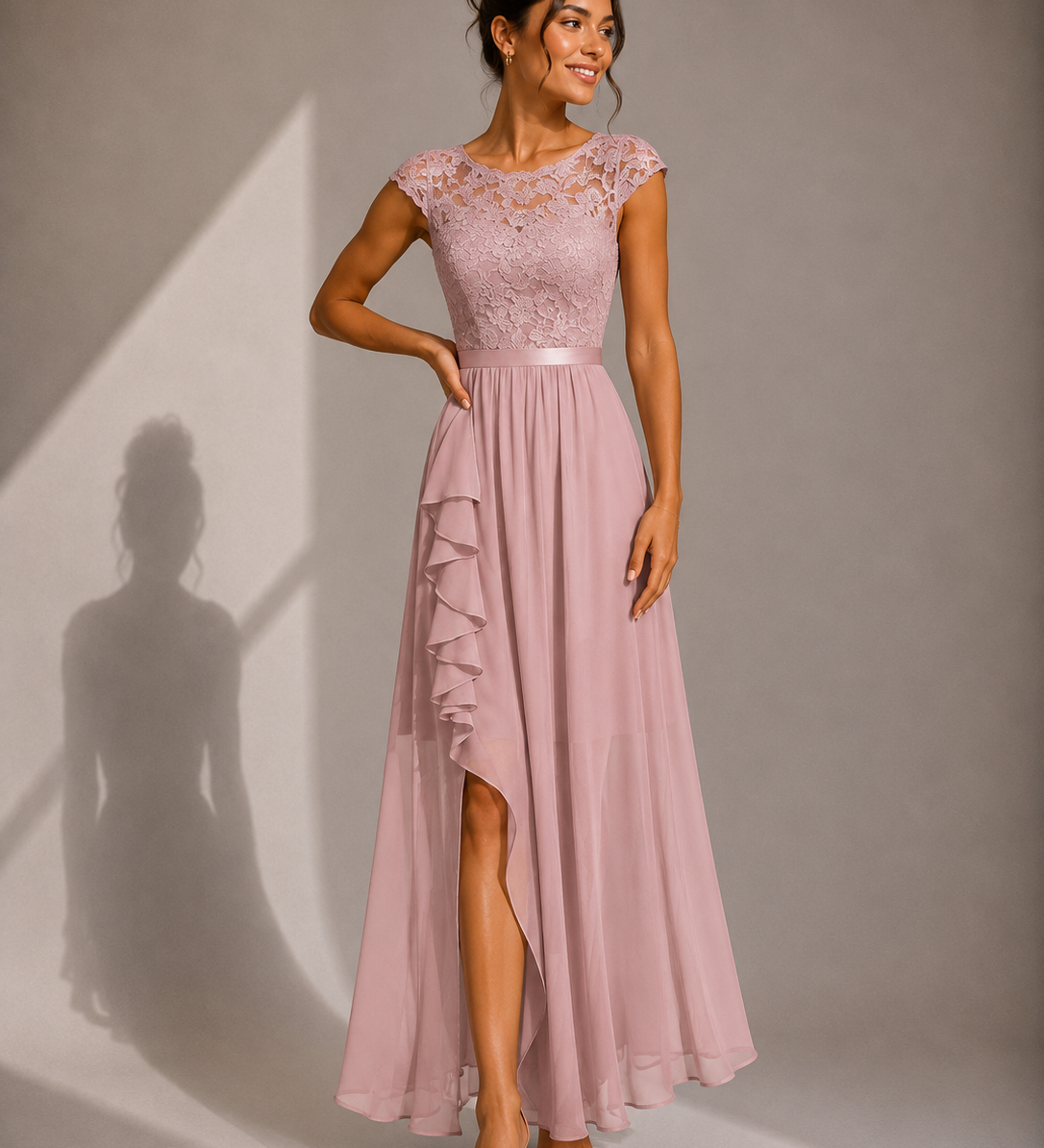 Jusztina – légies A-vonalú elegáns maxi ruha