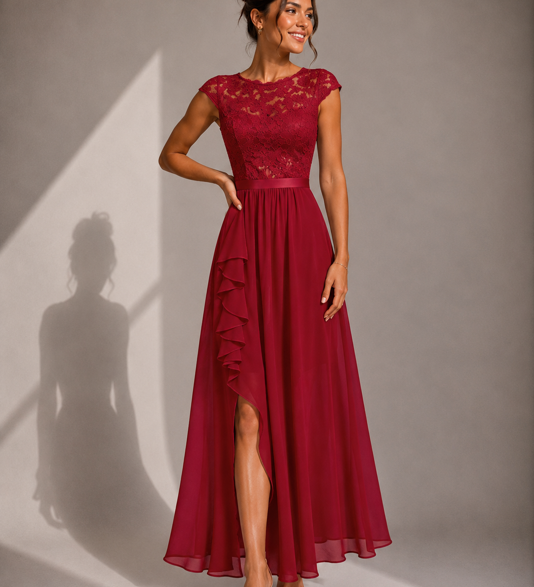 Jusztina – légies A-vonalú elegáns maxi ruha