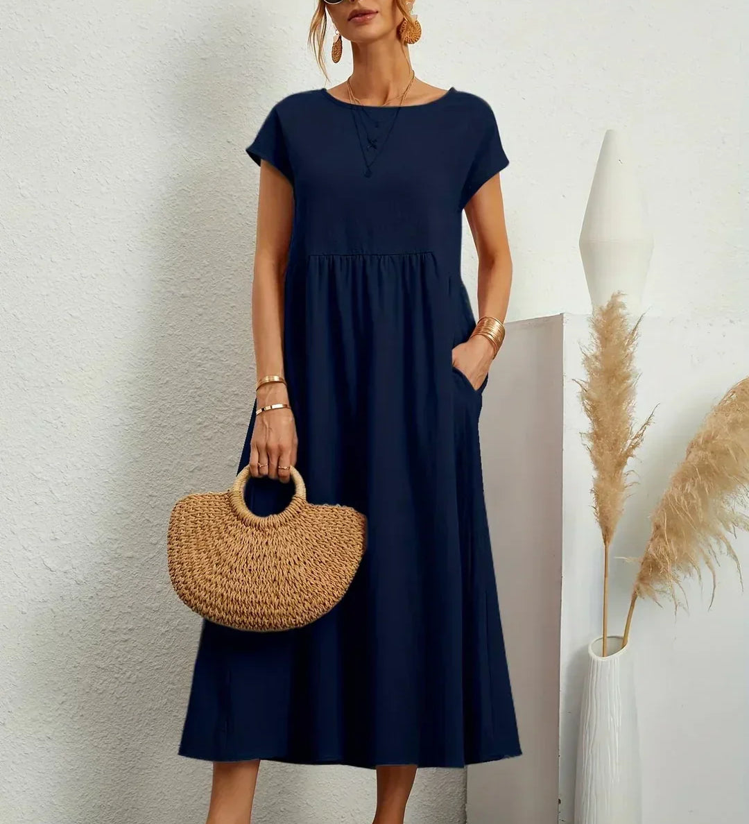 Izabél – elegáns kényelmes nőies midi ruha