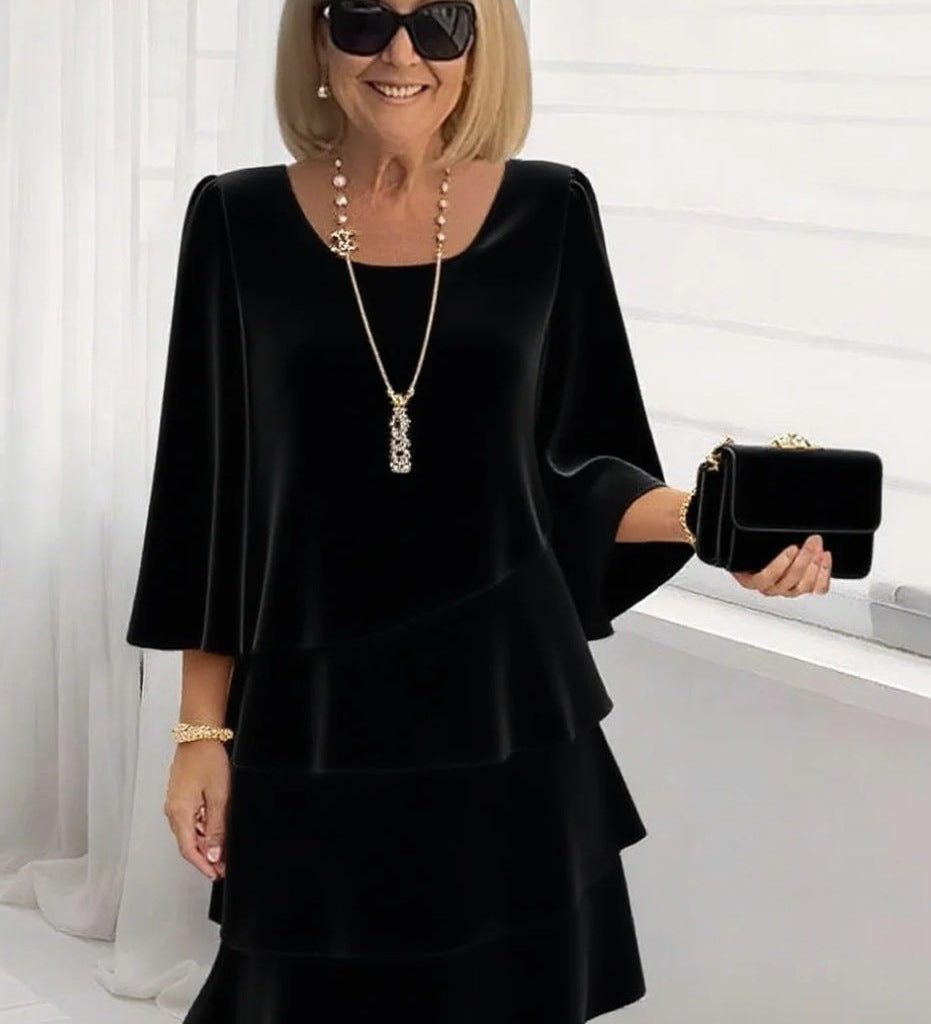 Maria – elegáns midi ruha fodrokkal