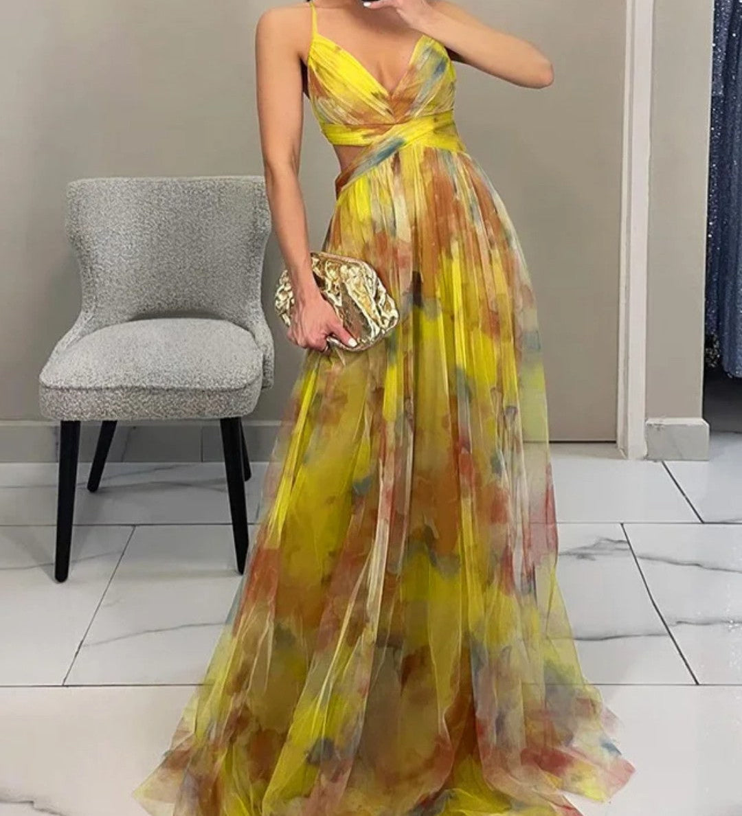 Lexa – színes ragyogó elegáns maxi ruha