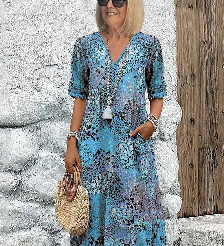 Zorka – élénk midi ruha elegáns hasfedéssel