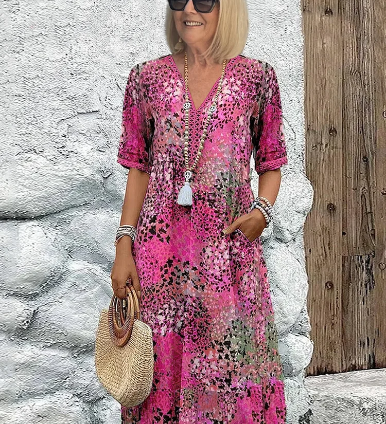 Zorka – élénk midi ruha elegáns hasfedéssel