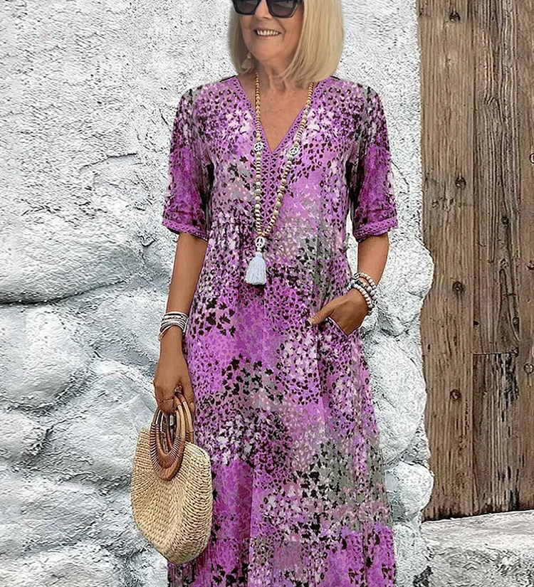 Zorka – élénk midi ruha elegáns hasfedéssel