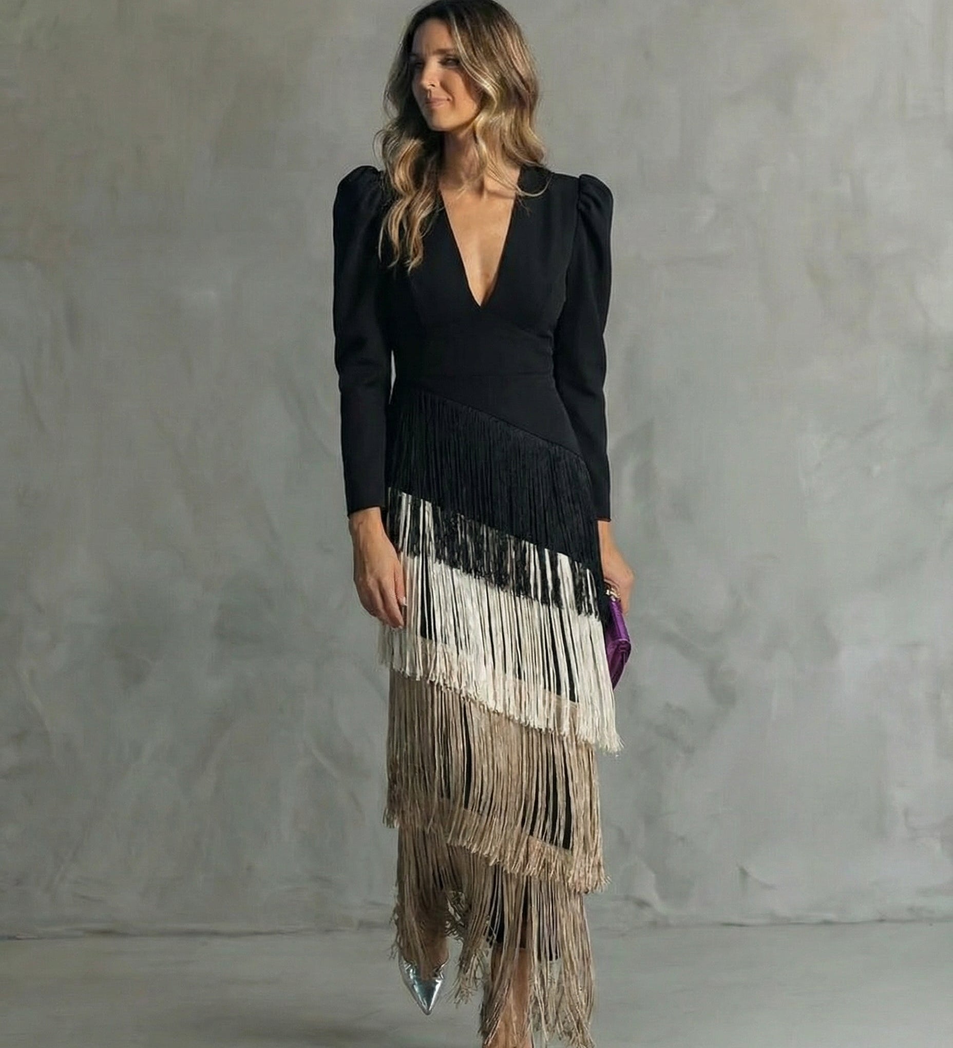 Clara - Elegáns midi ruha bojt ujjakkal