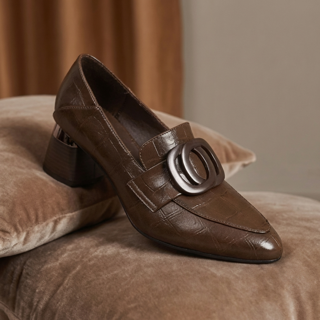 Valora – bőr loafer sarok fém részletekkel