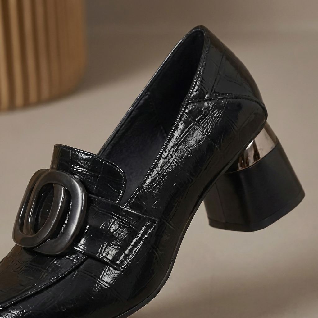 Valora – bőr loafer sarok fém részletekkel