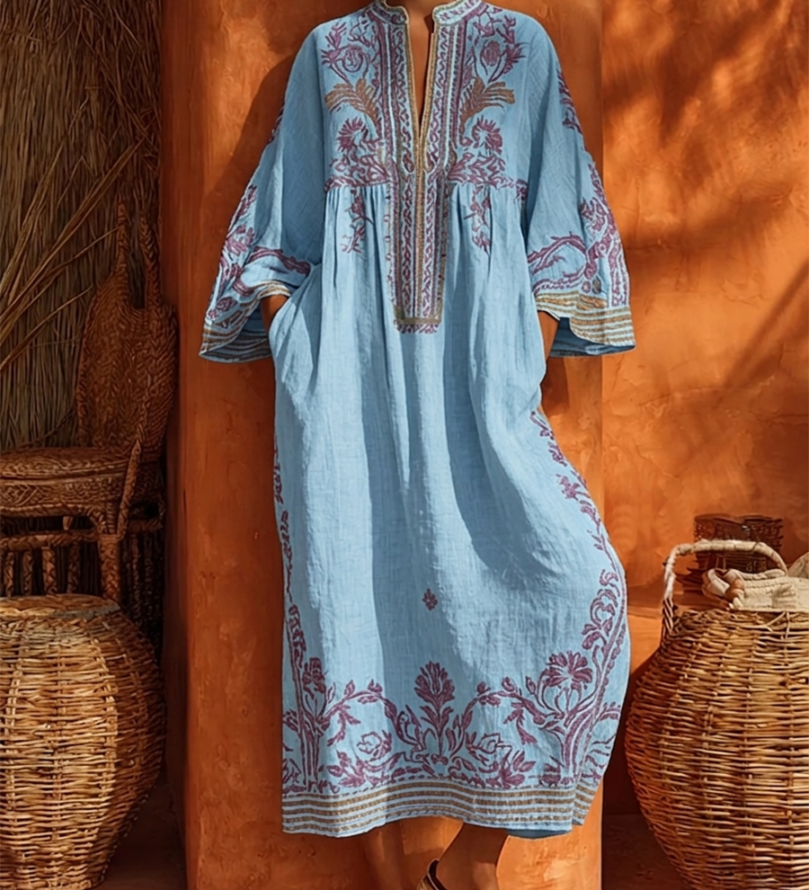 Adrienn – virágmintás boho maxi ruha
