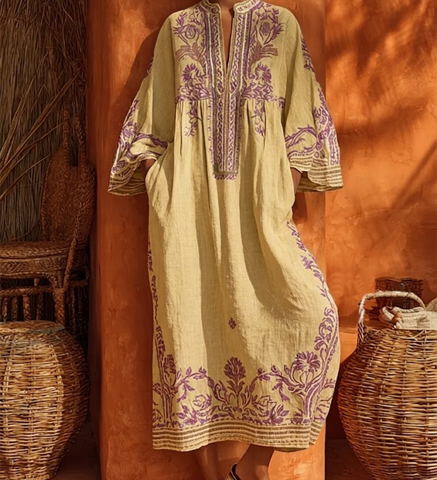Adrienn – virágmintás boho maxi ruha